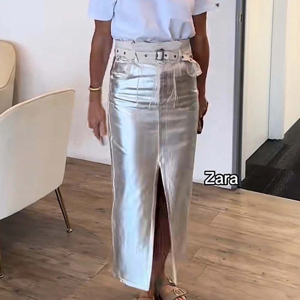 Zara Silver Pencil Skirt - Picture 3 of 3